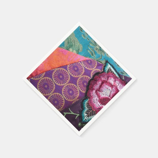 Rozen bloem geborduurde look paarse servet (Hoek)