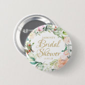 Rozen Bloem Goud Schrift Bruiloft Bruidsfeestje Ronde Button 5,7 Cm (Voorkant /achterkant)