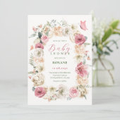 Rozen bloem pastel waterverf baby shower kaart (Staand voorkant)