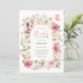 Rozen bloem pastel waterverf baby shower kaart