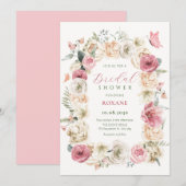 Rozen bloem pastel waterverf vrijgezellenfeest kaart (Voorkant / Achterkant)