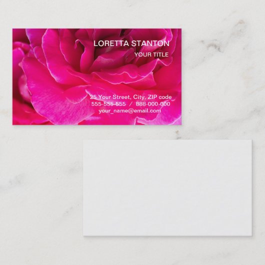 Rozen bloem visitekaartje (Voorkant / Achterkant)
