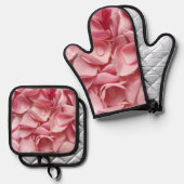 Rozen bloemblaadjes bloeien ovenwant & pannenlap set (Voorkant / Achterkant)