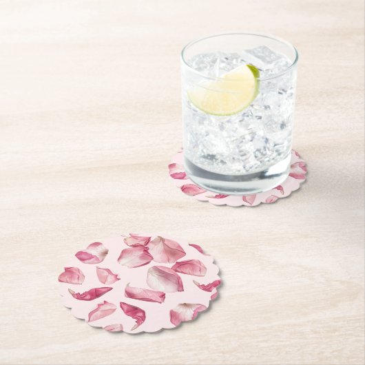 Rozen bloemblaadjes patroon Petals en Prosecco Bri Kartonnen Onderzetters (Insitu)