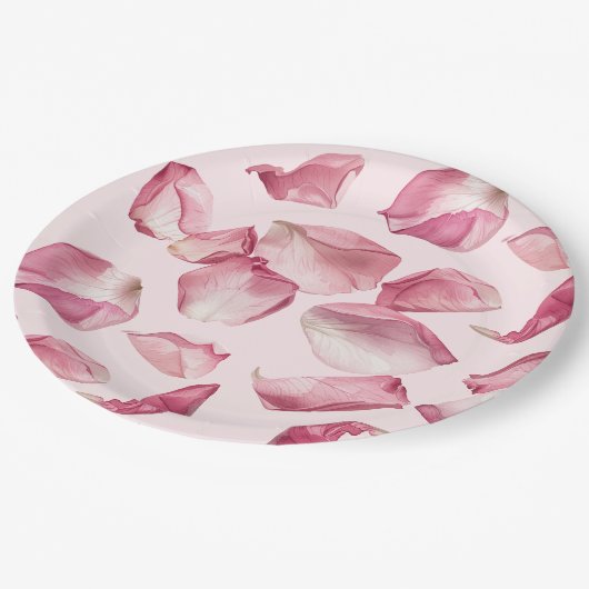 Rozen bloemblaadjes patroon Petals en Prosecco Bri Papieren Bordje (Gekanteld)