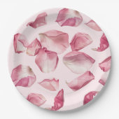 Rozen bloemblaadjes patroon Petals en Prosecco Bri Papieren Bordje (Voorkant)