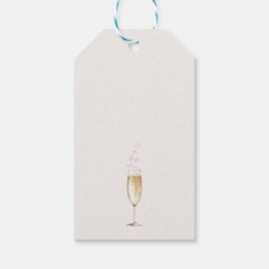Rozen bloemblaadjes Prosecco Boho Vrijgezellenfees Cadeaulabel (Achterkant)