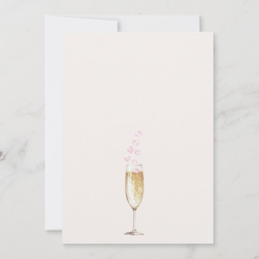 Rozen bloemblaadjes Prosecco Boho Vrijgezellenfees Kaart (Achterkant)