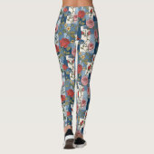Rozen Bloemblauw Jean Denim Patchwork Retro Leggings (Achterkant)