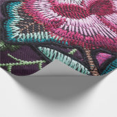 Rozen bloemboho tapestry geborduurd uiterlijk cadeaupapier (Hoek)