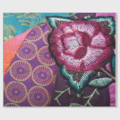 Rozen bloemboho tapestry geborduurd uiterlijk cadeaupapier (Vlak)