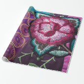 Rozen bloemboho tapestry geborduurd uiterlijk cadeaupapier (Uitgerold)