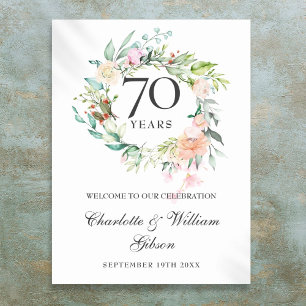 Rozen Bloemen 70ste bruiloft Jubileum Welkomstbord Poster