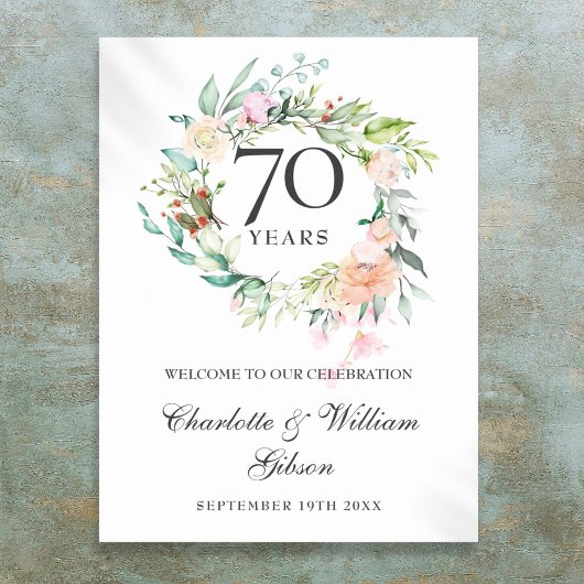 Rozen Bloemen 70ste bruiloft Jubileum Welkomstbord Poster