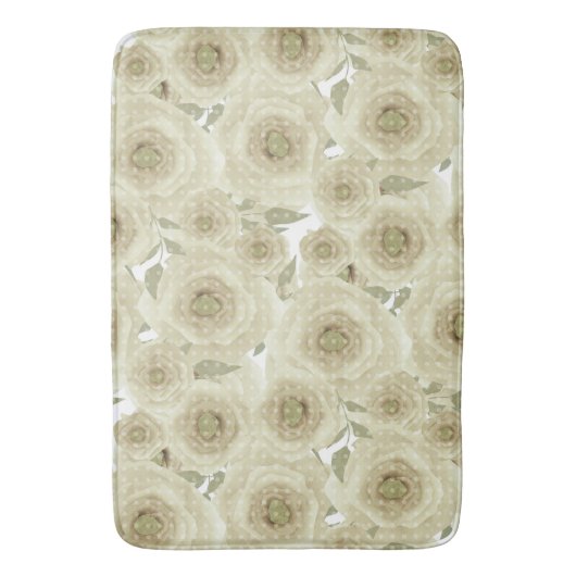 Rozen bloemen abstracte florale afdruk beige kleur badmat (Voorkant Verticaal)