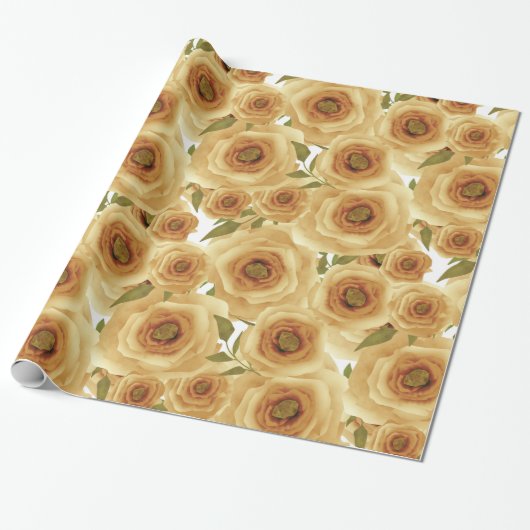 Rozen bloemen abstracte florale afdruk beige kleur cadeaupapier (Uitgerold)