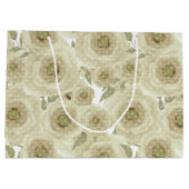 Rozen bloemen abstracte florale afdruk beige kleur groot cadeauzakje (Achterkant)