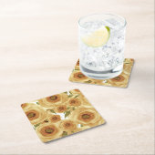 Rozen bloemen abstracte florale afdruk beige kleur kartonnen onderzetters (Insitu)