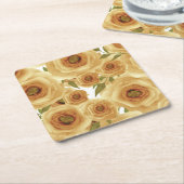 Rozen bloemen abstracte florale afdruk beige kleur kartonnen onderzetters (Schuin)