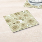 Rozen bloemen abstracte florale afdruk beige kleur kartonnen onderzetters (Schuin)
