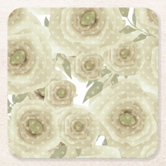 Rozen bloemen abstracte florale afdruk beige kleur kartonnen onderzetters (Voorkant)