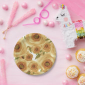 Rozen bloemen abstracte florale afdruk beige kleur papieren bordje (Feest)