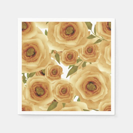 Rozen bloemen abstracte florale afdruk beige kleur servet (Voorkant)