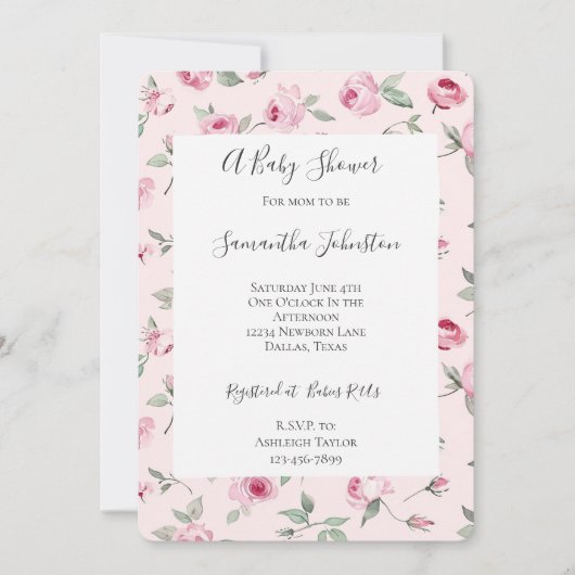  Rozen Bloemen Baby shower Kaart (Voorkant)