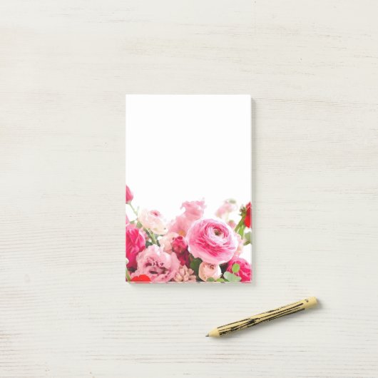 Rozen Bloemen Blanco Sjabloon Waterverf Post-it® Notes (Op bureau)