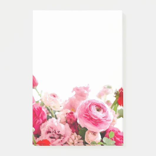 Rozen Bloemen Blanco Sjabloon Waterverf Post-it® Notes (Voorkant)