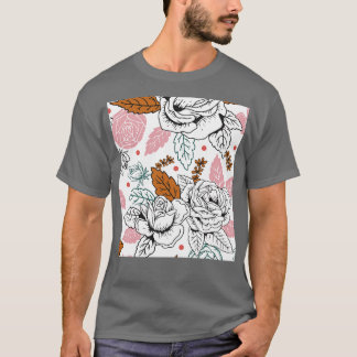 Rozen Bloemen Bloemen Patroon Line Art T-shirt