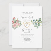 Rozen Bloemen Blush Roze Bruiloft Kaart (Voorkant)