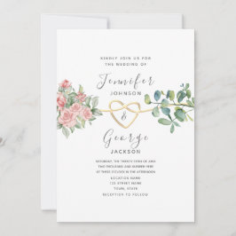 Rozen Bloemen Blush Roze Bruiloft Kaart