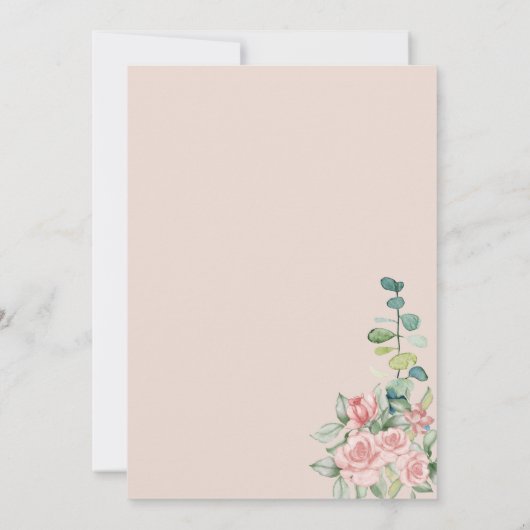 Rozen Bloemen Blush Roze Bruiloft Kaart (Achterkant)