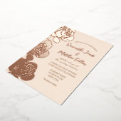 Rozen Bloemen Boho Blush Roze Gouden Folie Wedding Folie Uitnodiging (Gedraaid)