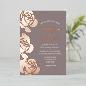 Rozen Bloemen Boho Blush Roze Gouden Folie Wedding Folie Uitnodiging (Staand Voorkant)