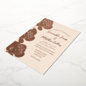 Rozen Bloemen Boho Blush Roze Gouden Folie Wedding Uitnodiging (Gedraaid)