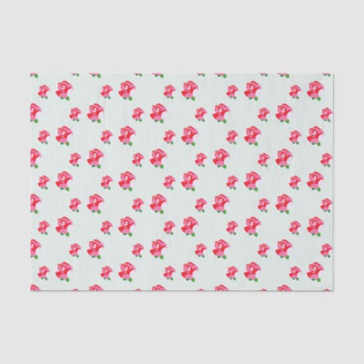 Rozen bloemen Botanische Aqua Roze Tissuepapier (Voorkant)