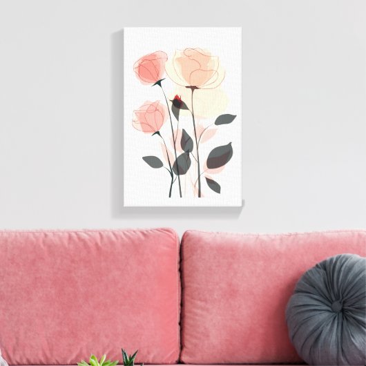 Rozen bloemen canvas afdruk (Insitu (Woonkamer))