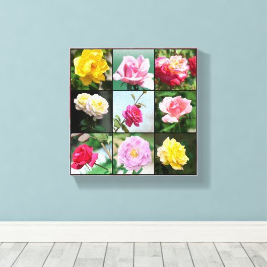 Rozen bloemen canvas afdruk (Insitu (Houten vloer))