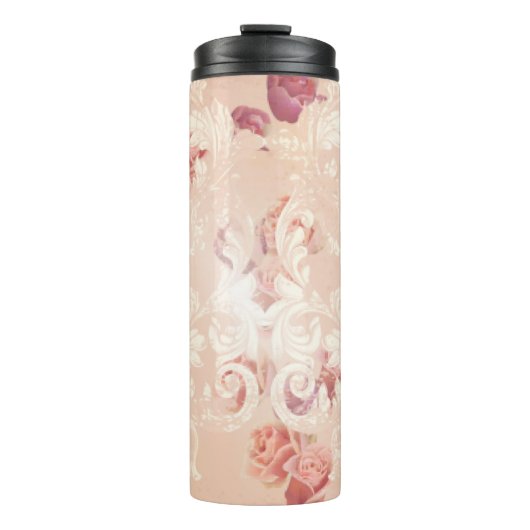  rozen bloemen en barokvormers thermosbeker (Voorkant)