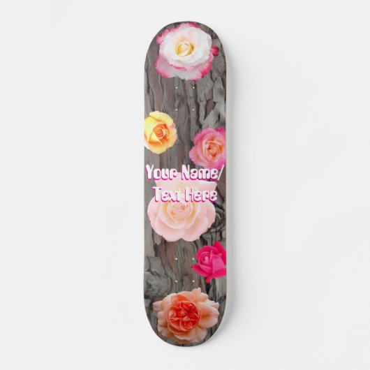 Rozen Bloemen en Boomstam Skateboard (Voorkant)