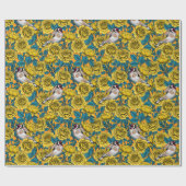 Rozen bloemen en goudvinken cadeaupapier (Vlak)