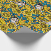 Rozen bloemen en goudvinken cadeaupapier (Hoek)