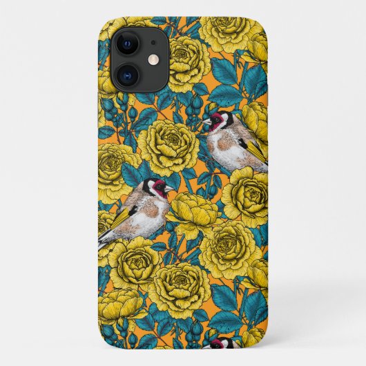 Rozen bloemen en goudvinken Case-Mate iPhone case (Achterkant)