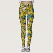 Rozen bloemen en goudvinken leggings (Voorkant)