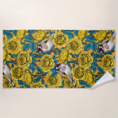 Rozen bloemen en goudvinken strandlaken (Voorkant)