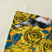 Rozen bloemen en goudvinken strandlaken (In situ)