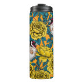 Rozen bloemen en goudvinken thermosbeker (Voorkant)