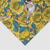 Rozen bloemen en goudvinken tissuepapier (Detail)